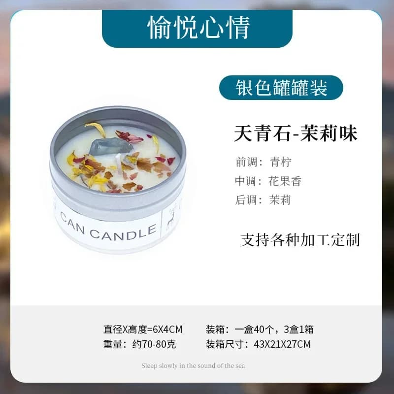 Scented Candle with Crystal Stone and Dry Flowers