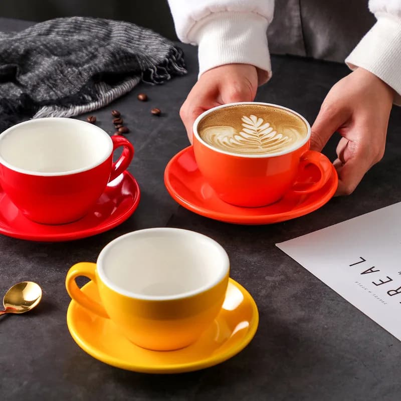250ml Thickened Cup Large Capacity Creative Latte Art Cup Retro Colored Coffee Cup Afternoon Tea Dessert Tea Mug Home Decoration