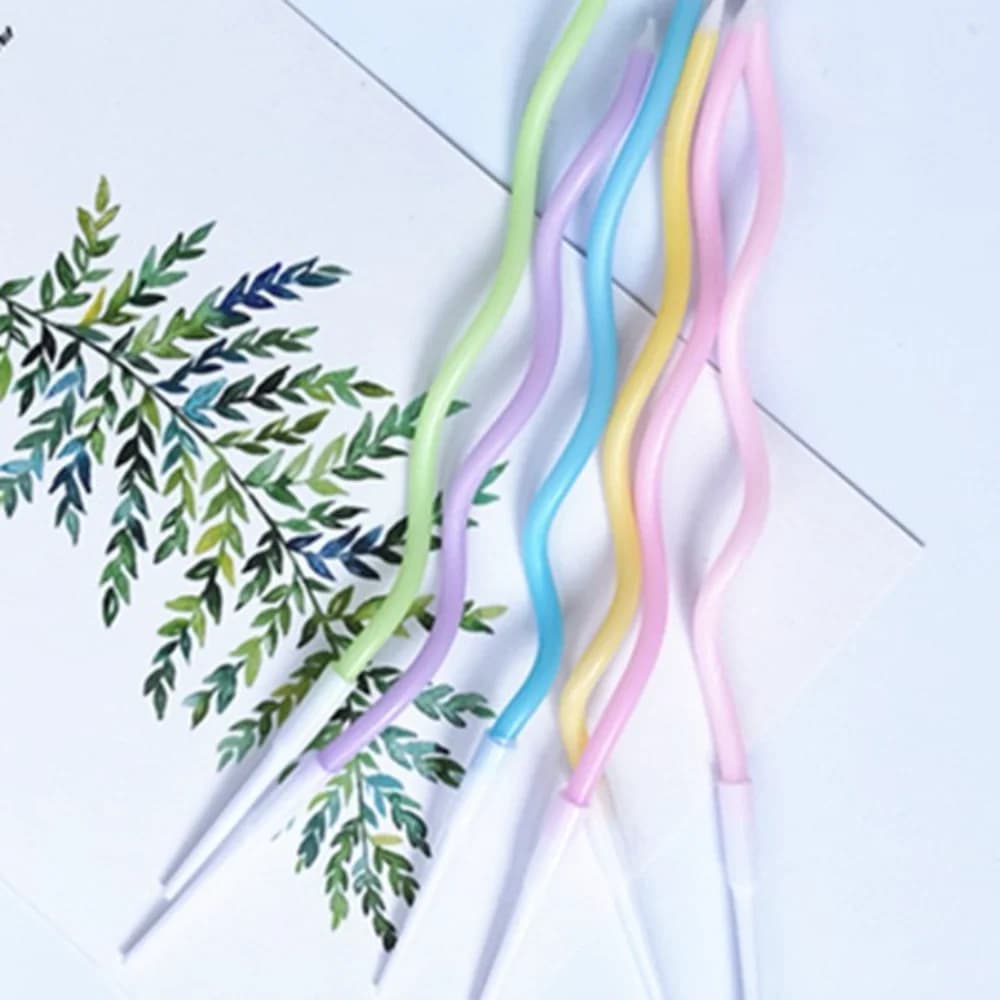 Metallic Twisted Cake Candles - Pack of 6