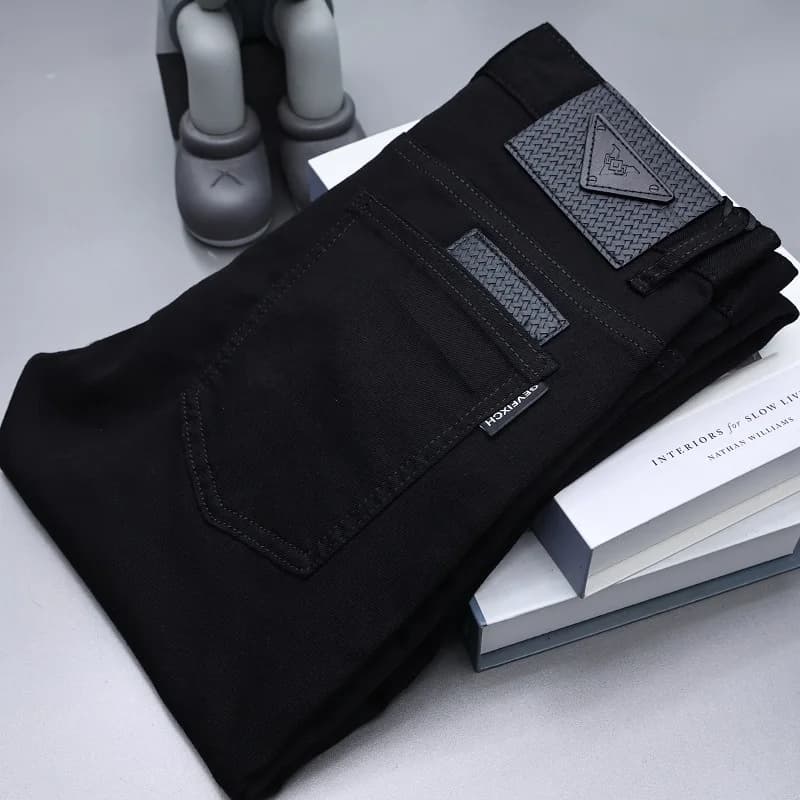 Pure Black Slim Fit Jeans Men's
