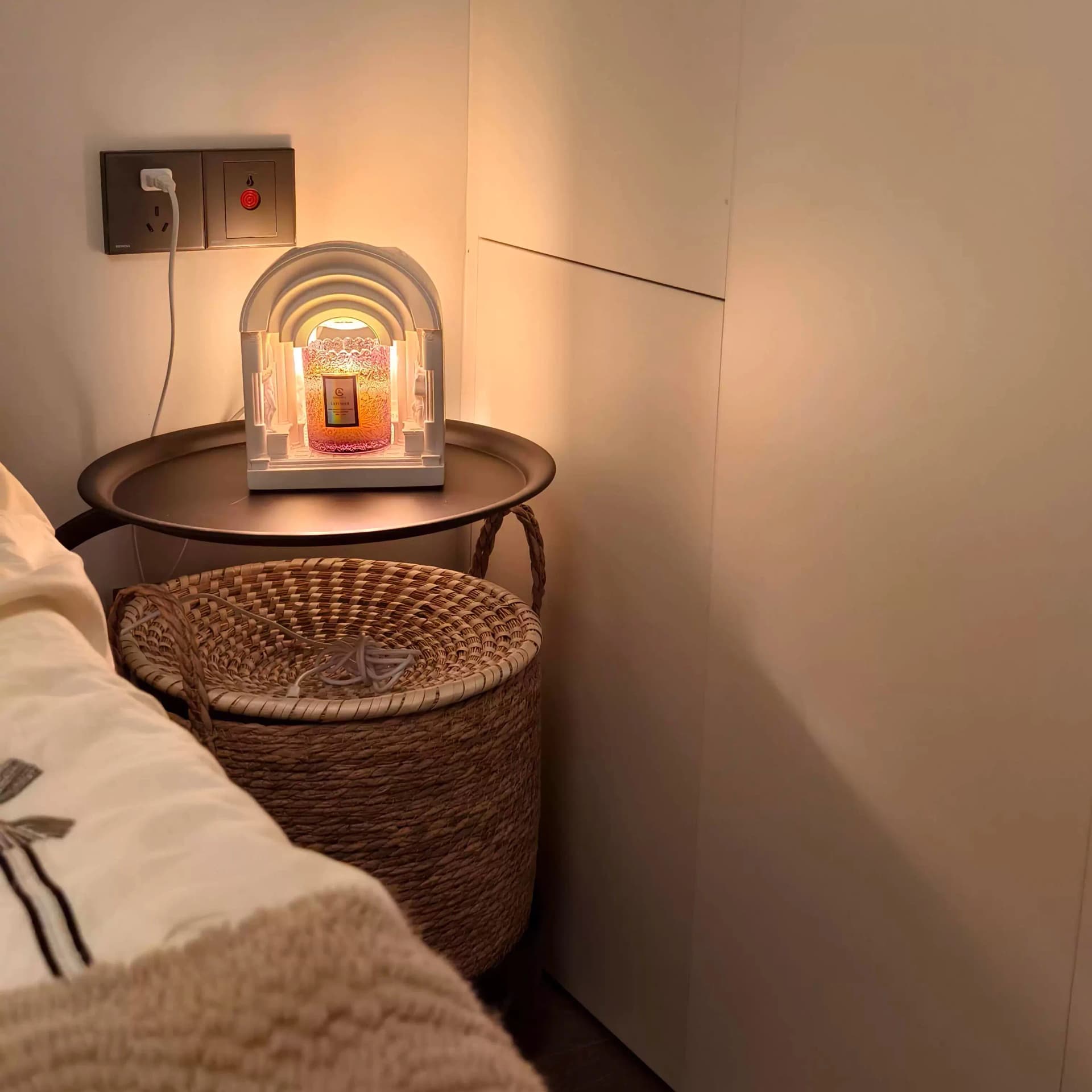 Simple Rattan Bedside Cabinet Storage Basket