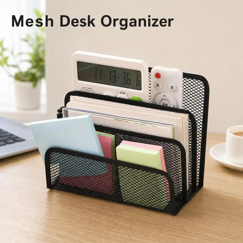 Desk Organizer Small File Holders Letter Organizer Metal Mesh Document/Filing/Folders/Paper Organizer for Desktop