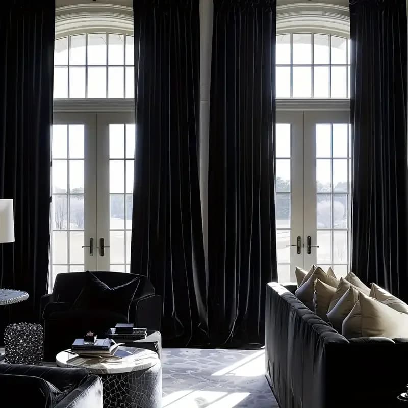 Black Half Blackout Curtain Panels