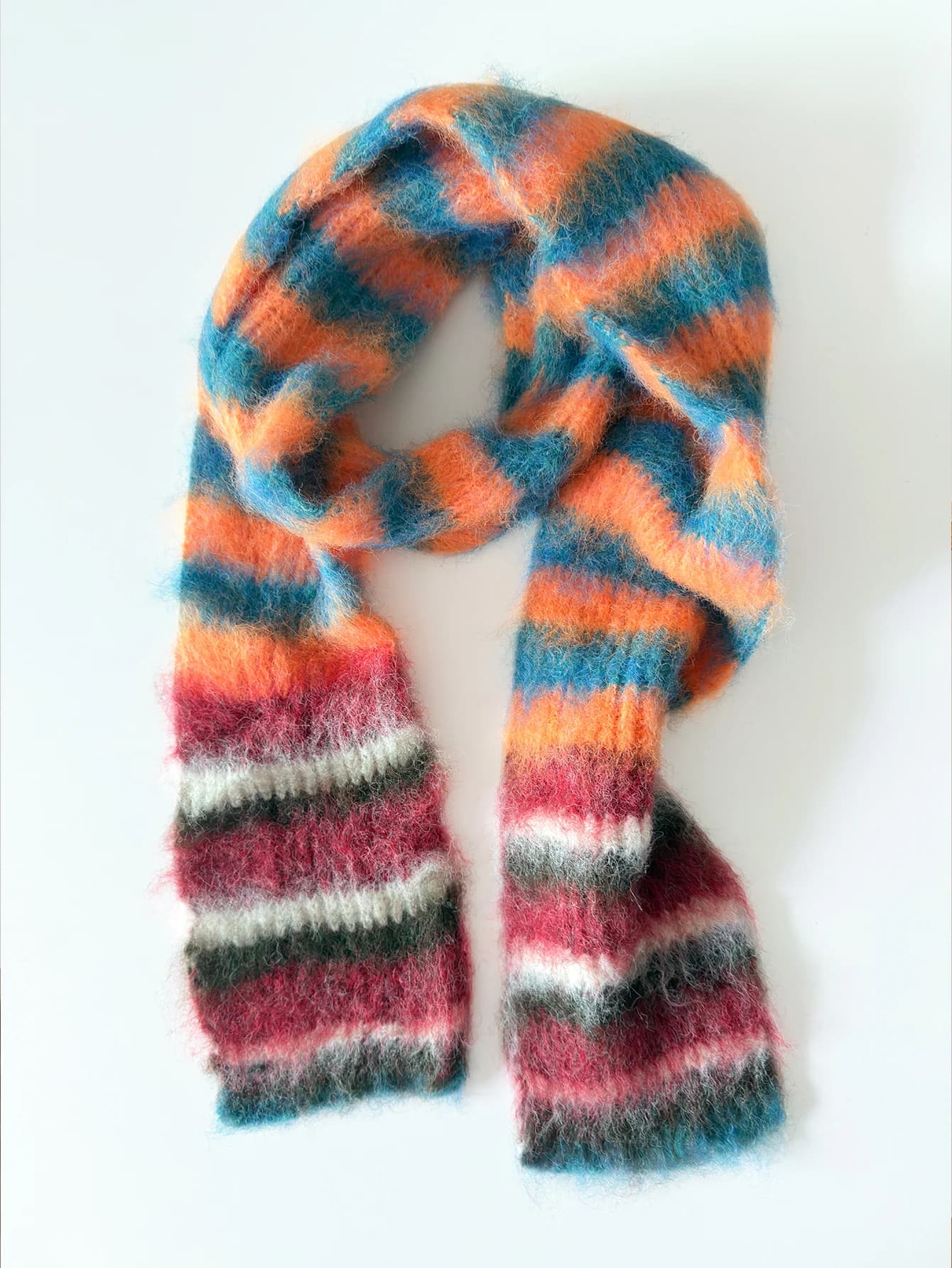 Winter Striped Knit Scarf