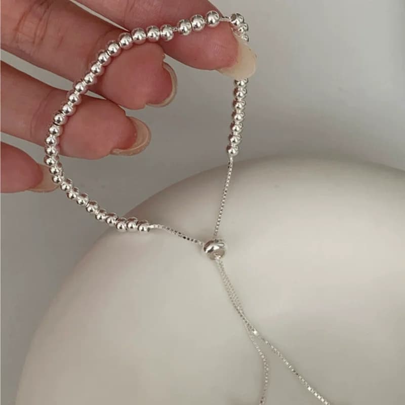 Sterling Silver Adjustable Beaded Bracelet