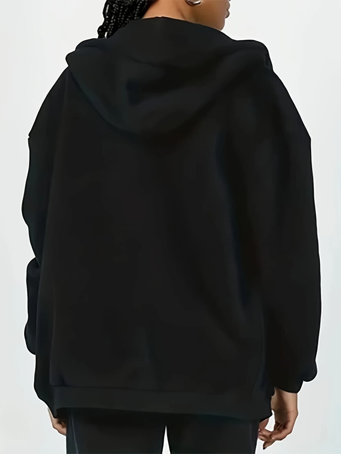 Women's Brown Zip-Up Hoodie with Drop Shoulder