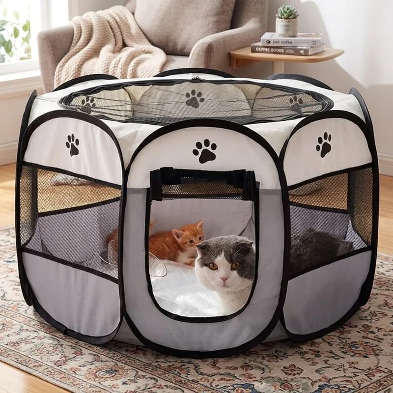 Octagonal Pet Playpen with Mesh Panels