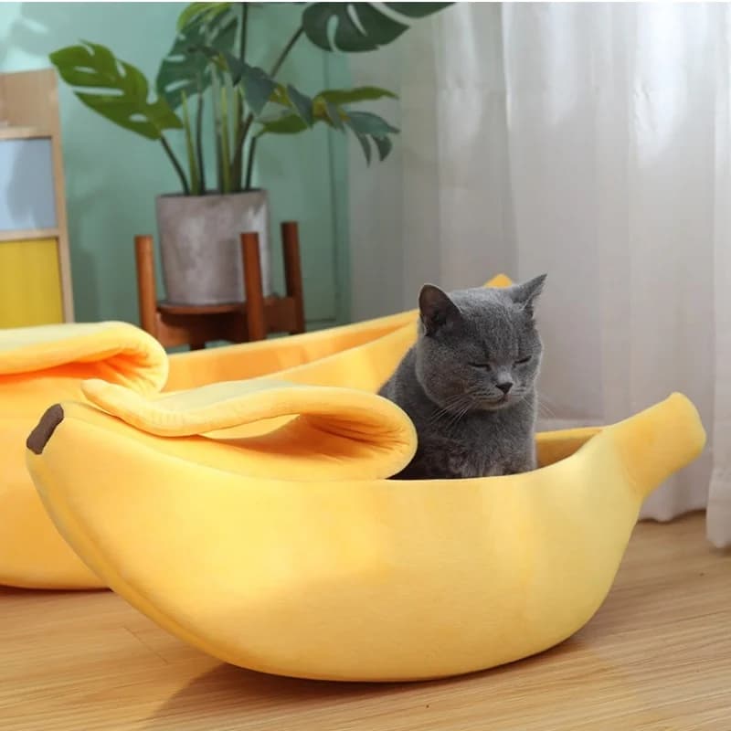 Banana-Shaped Cat Bed House