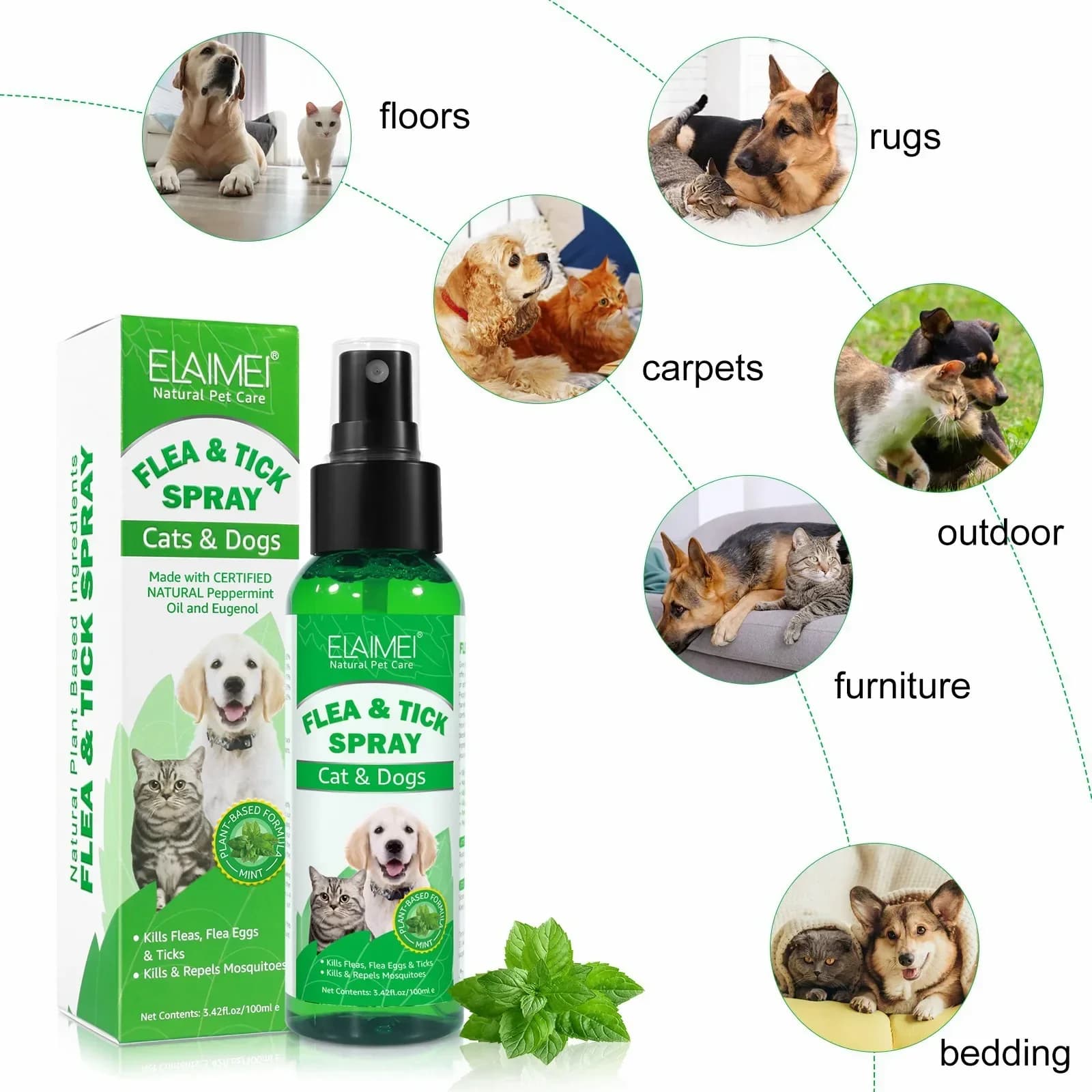 Natural Flea and Tick Spray for Dogs and Cats