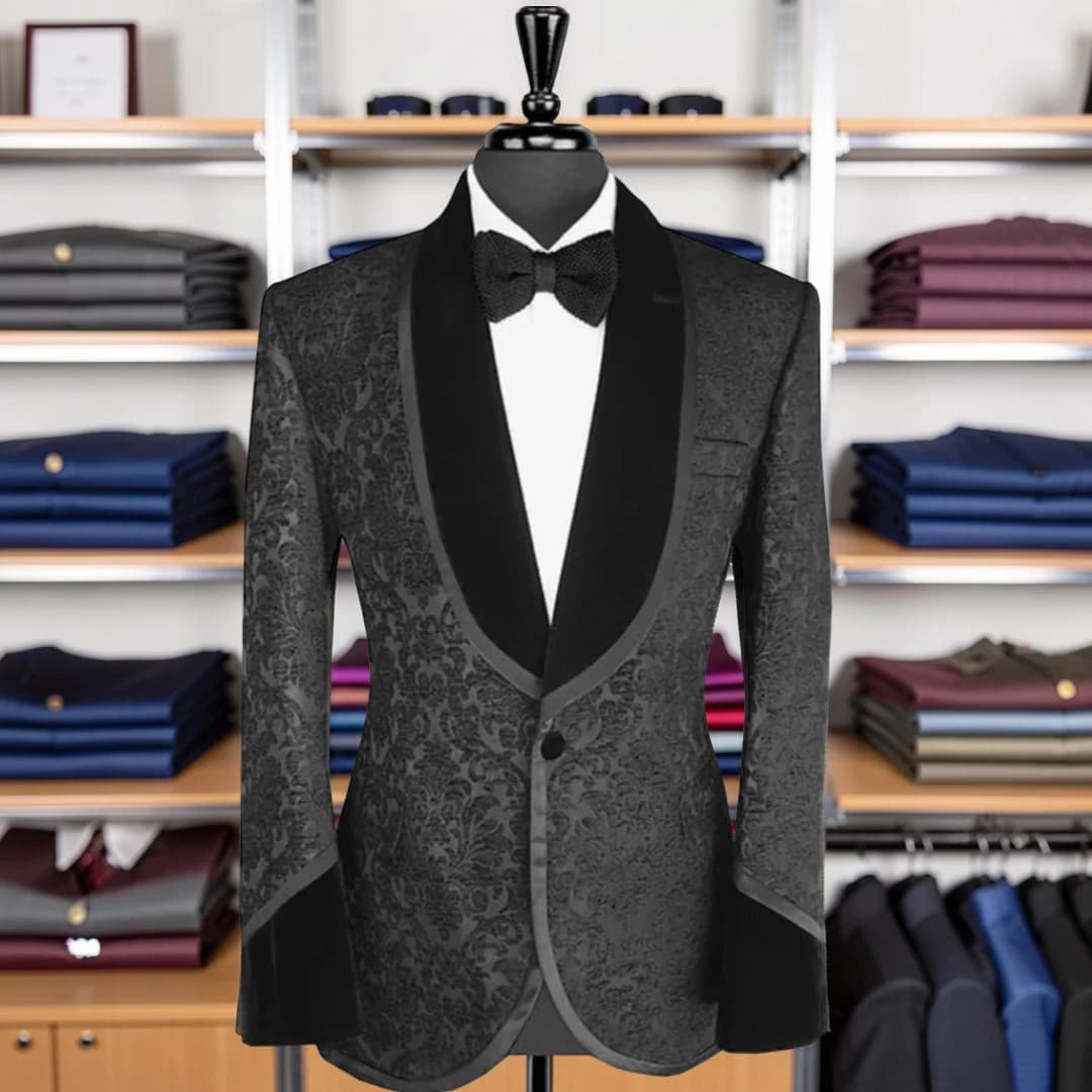 Jacquard Shawl Lapel Formal Blazer