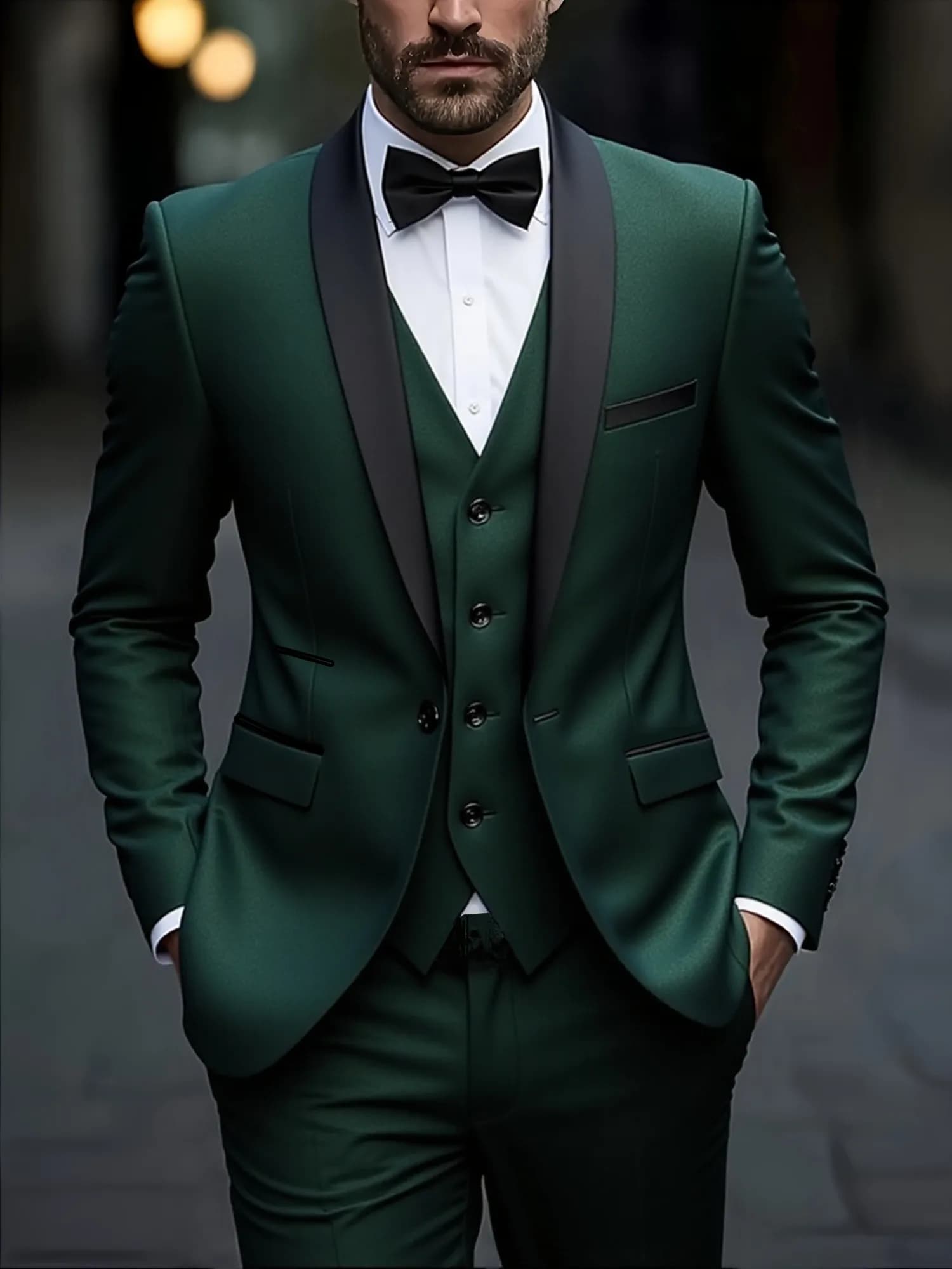 Men's Solid Color Three-Piece Formal Suit