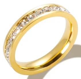 Crystal Zircon Stainless Steel Ring Band