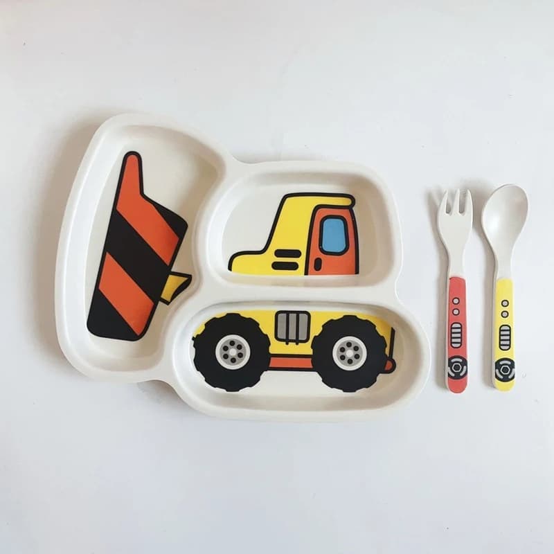 Kids Divided Plate Set With Fork and Spoon