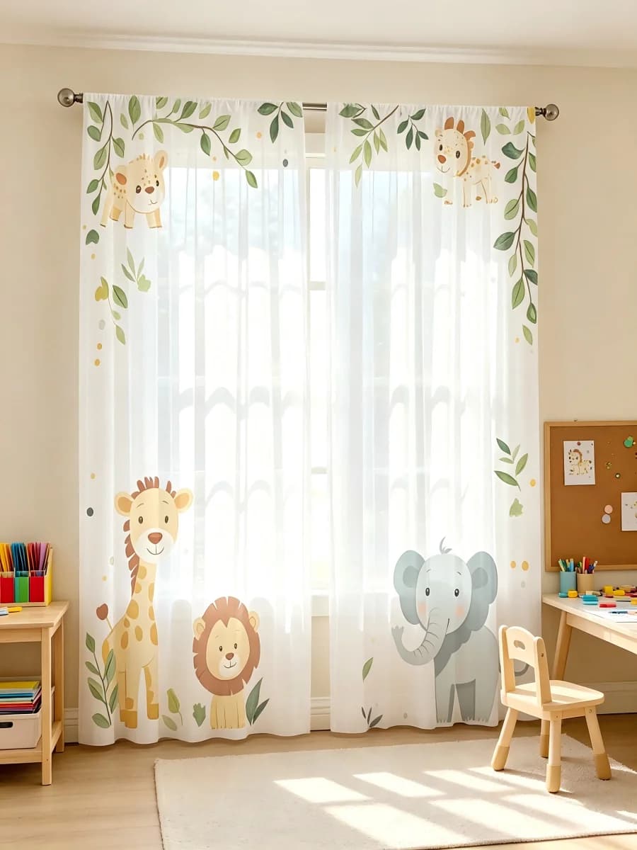 Forest Playground Sheer Curtain Panels