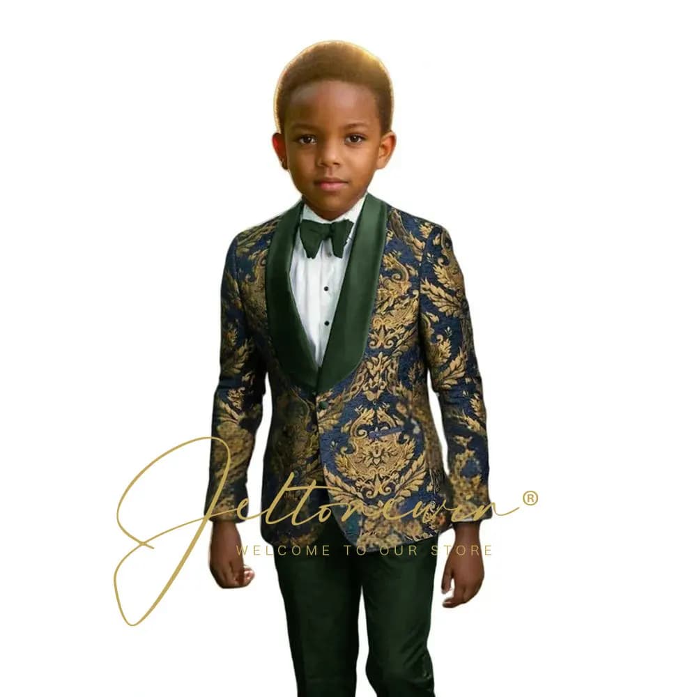 Navy Floral Boys Suit Set – 2 Pieces