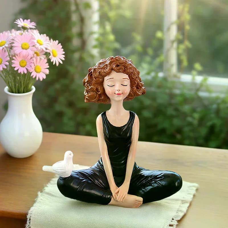 Yoga Girl Figurines Yoga Statue Art Sculpture Figure Resin Home Decoration Desk Ornament, Statuette For Your Desk/Bookshelf