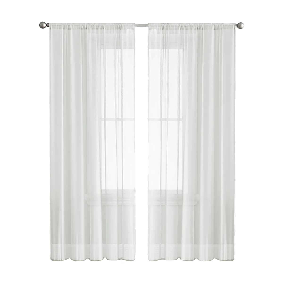 Sheer Tulle Curtains with Rod Pocket