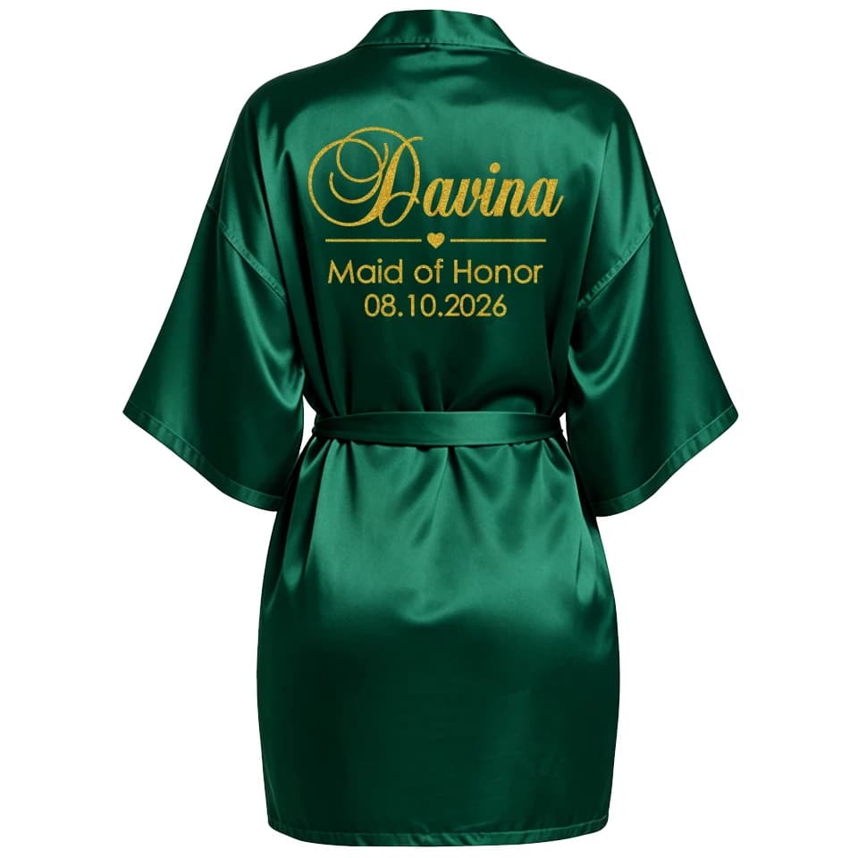 Personalized Faux Silk Bridal Robe