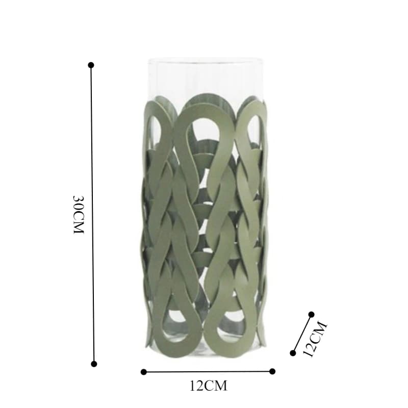 Glass Vase with Leather Weaving Accent