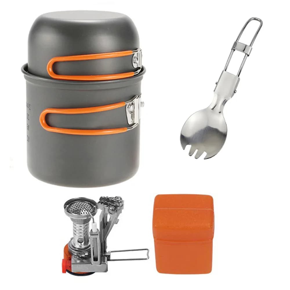 9-Piece Camping Cookware Set with Gas Stove