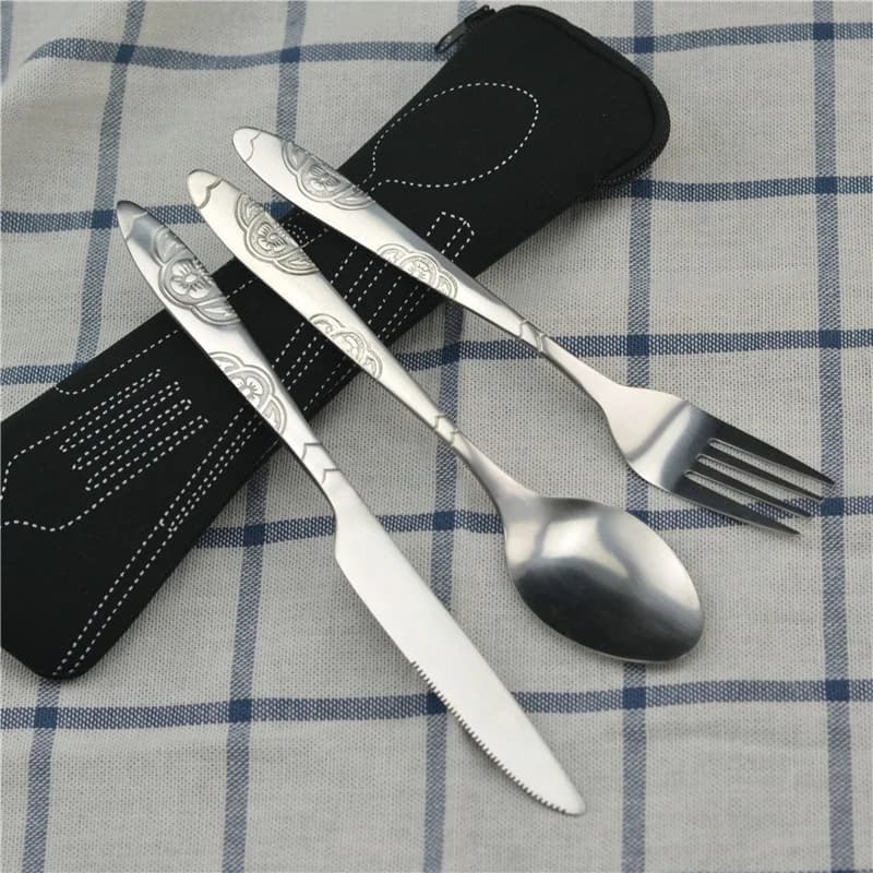 Stainless Steel Travel Cutlery Set with Pouch
