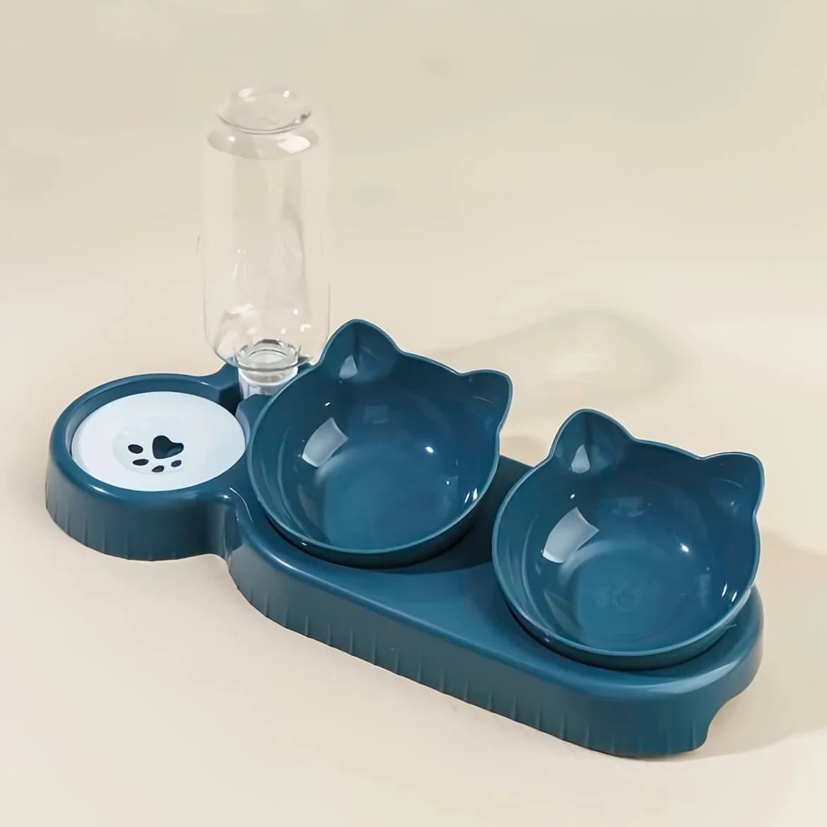 3-in-1 Tilted Cat Food and Water Bowl Set