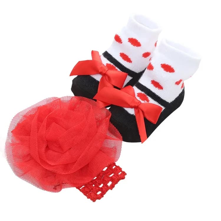 Baby Girl Socks and Bow Headband Set