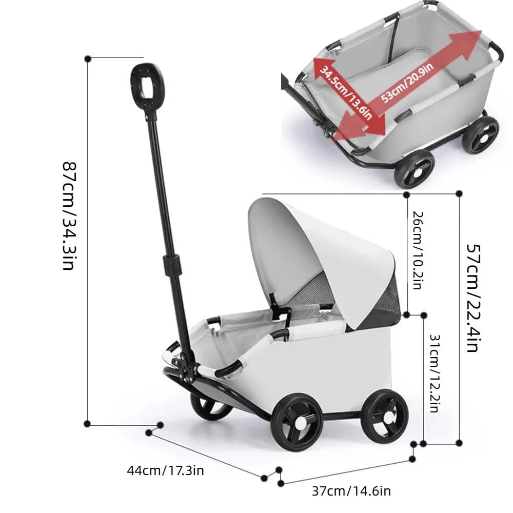 Dog Stroller Foldable Pet Stroller 4-Wheel with Sunshade Cat Cart Portable Lightweight Pet Pushchair Dog Cat Carry Supplies