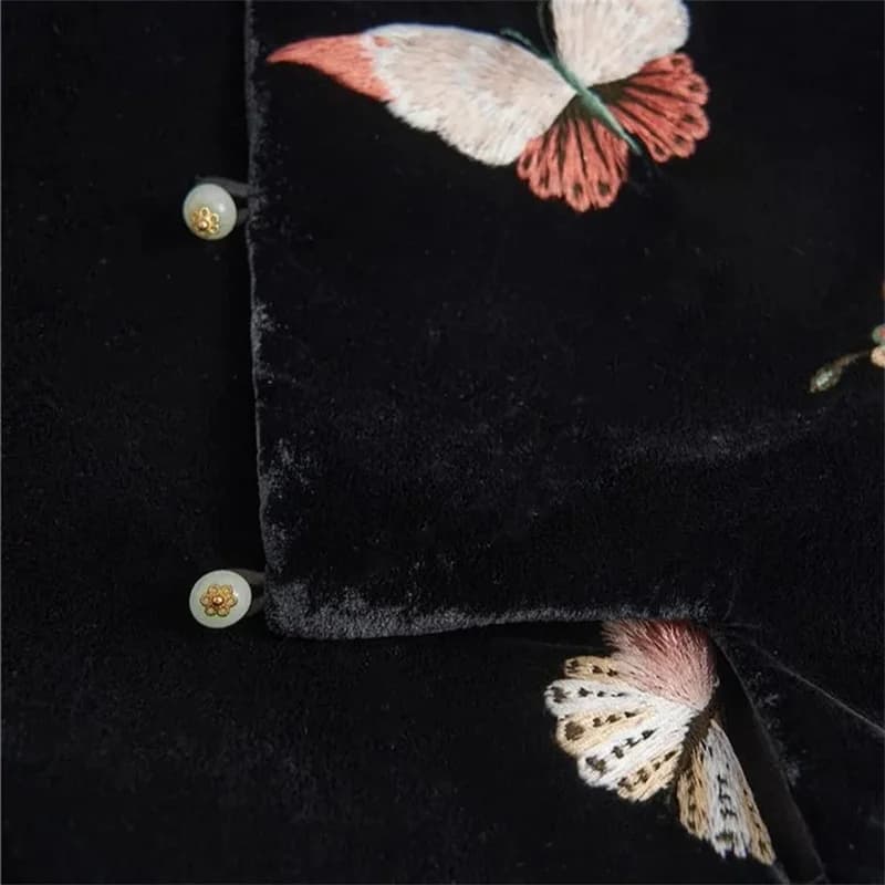 Women's Butterfly Embroidered Cotton Vest