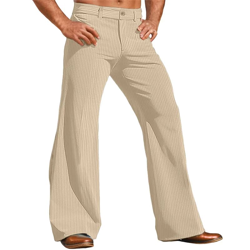 Men's Solid Corduroy Flared Dress Pants