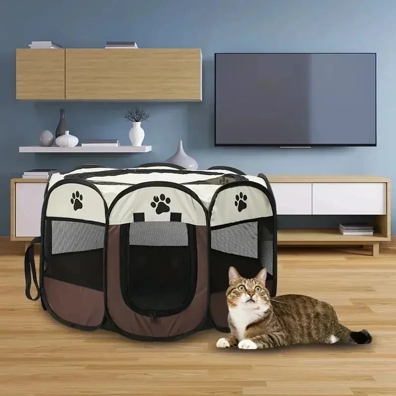 Octagonal Pet Playpen with Mesh Panels