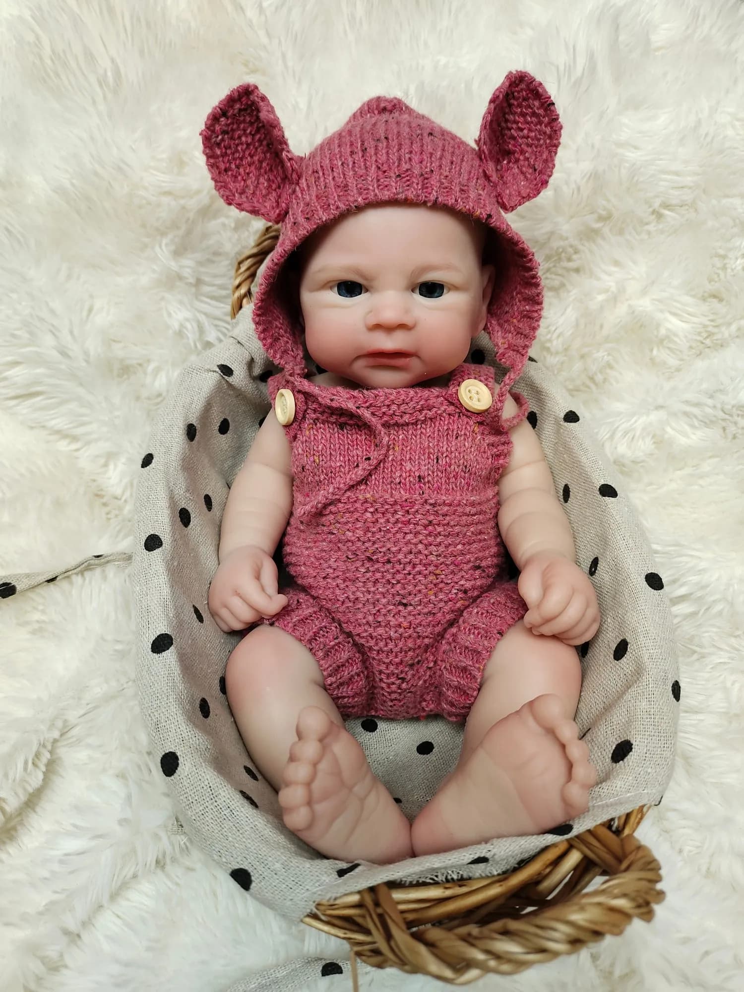 Silicone Reborn Doll with Open Mouth, 13-Inch