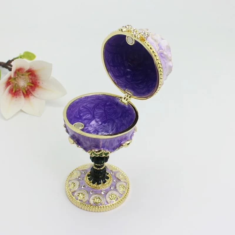 SHINNYGIFTS Valentine's Day gift enameled roses egg decorative box creative trinket storage box ornaments