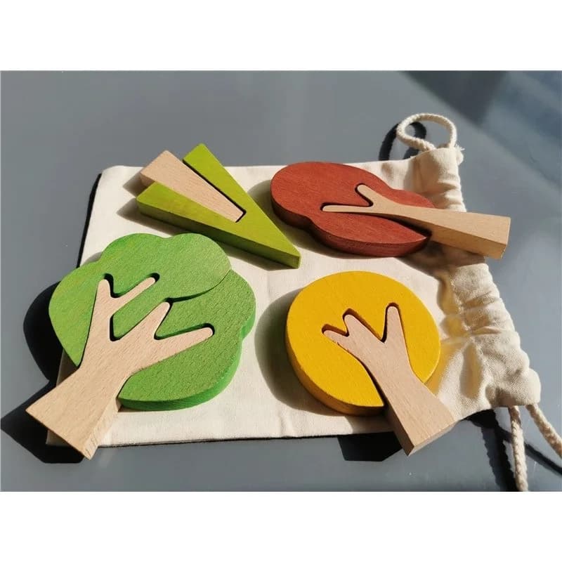 Wooden Rainbow Tree Building Blocks Set