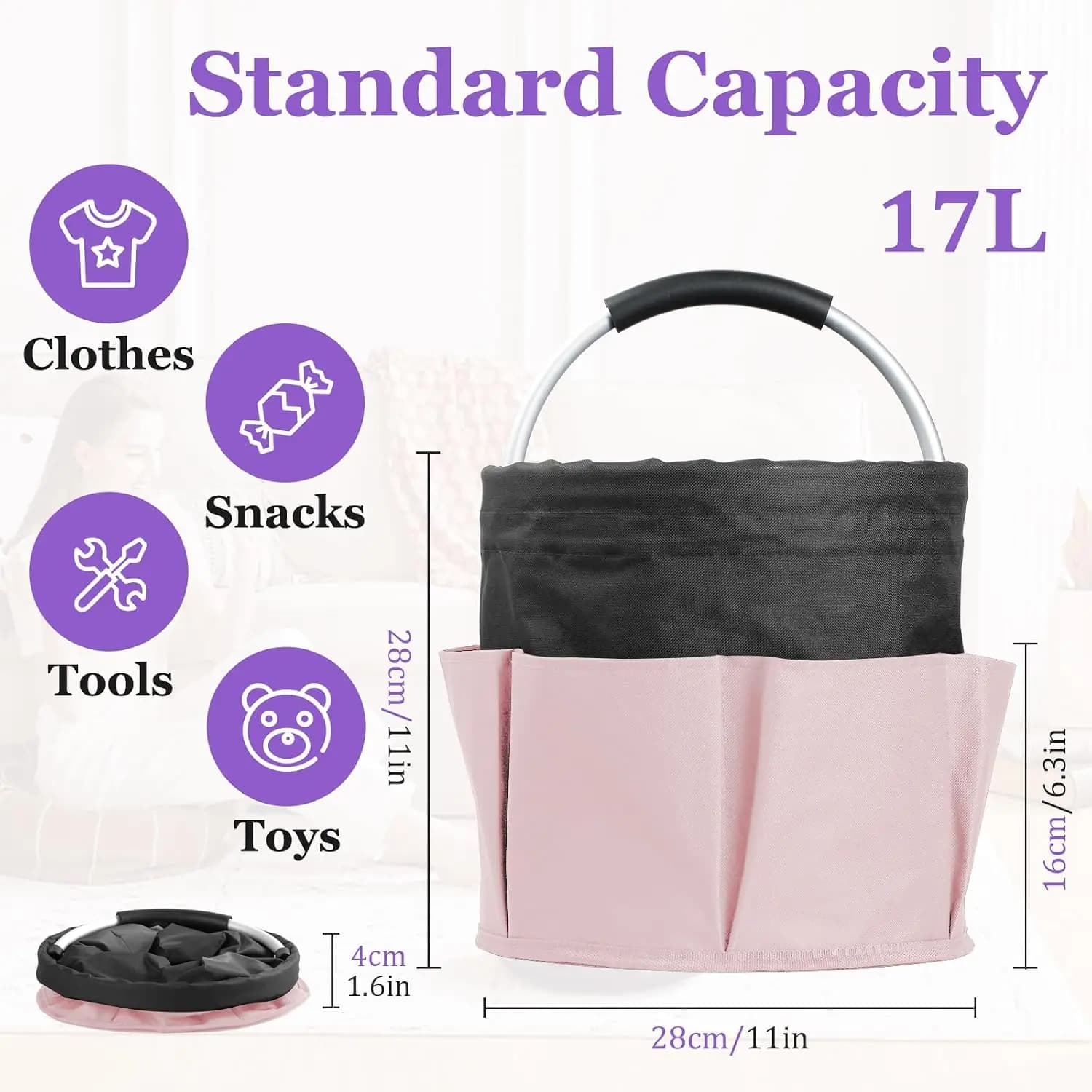 17L Foldable Cleaning Caddy with Handle