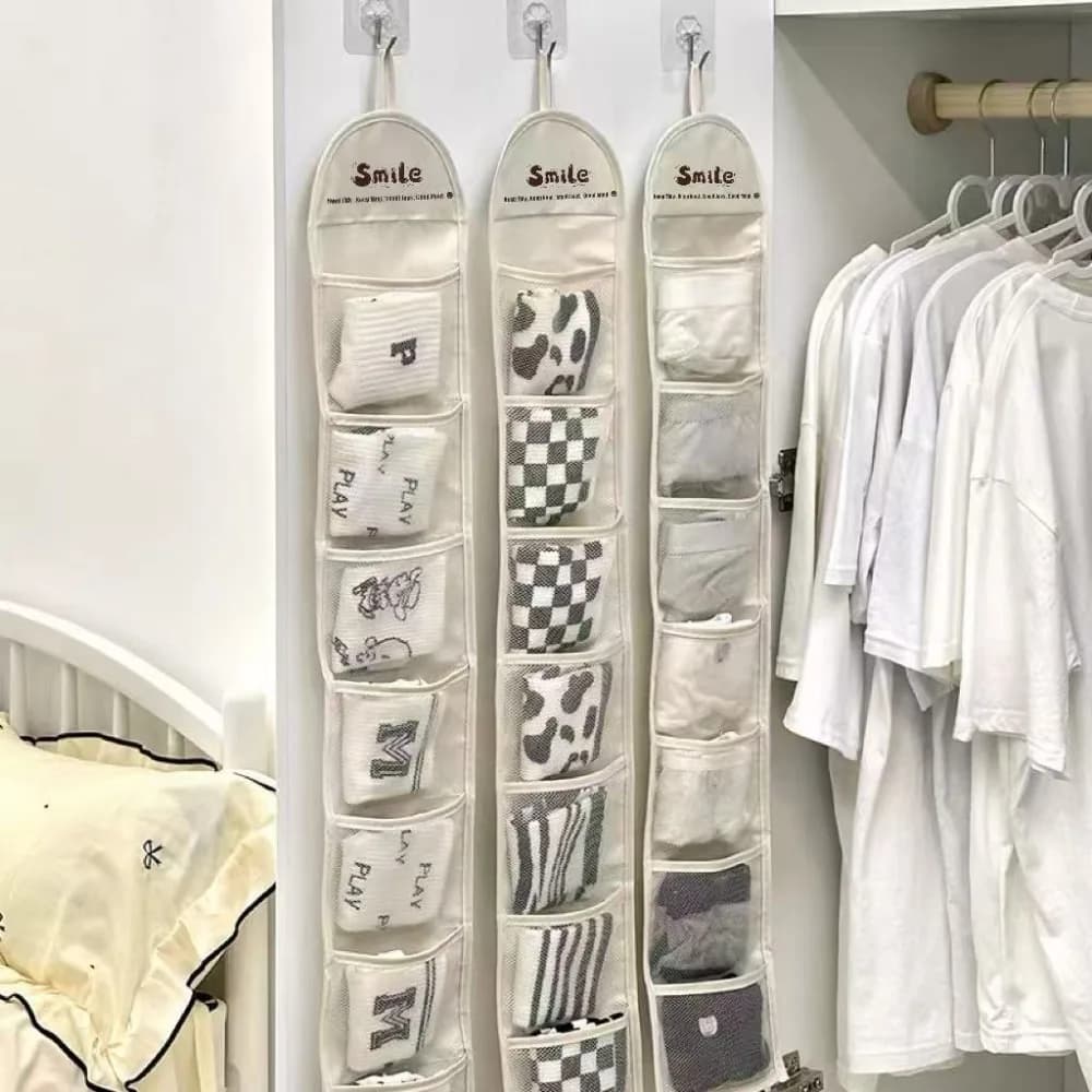 Hanging Closet Organizer with Mesh Pockets