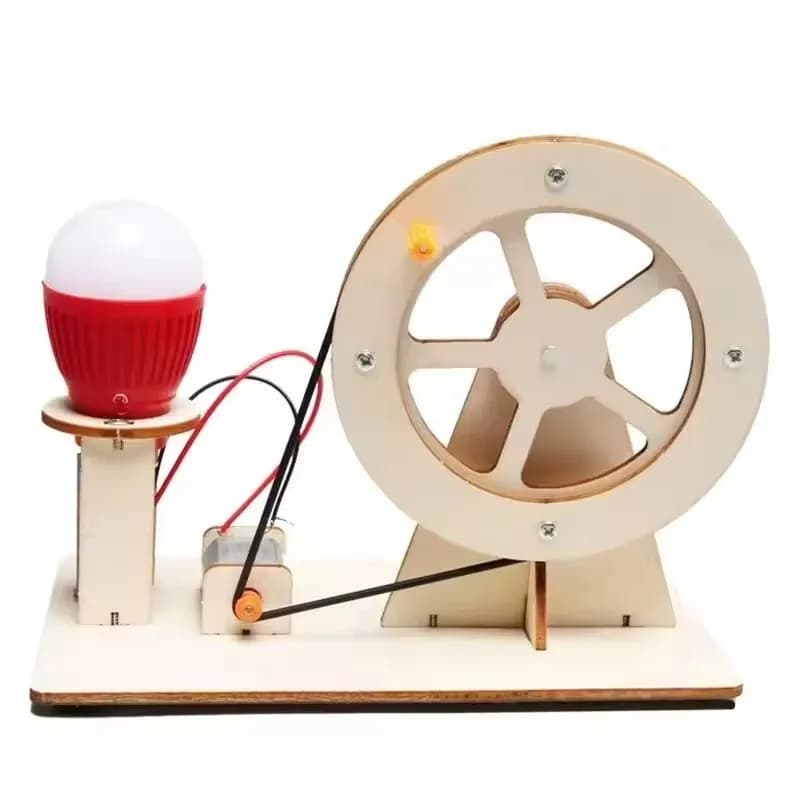 STEAM Hand Crank Generator DIY Science Kit Wooden Physics Educational Electricity Renewable Energy Experiments Learning Creative