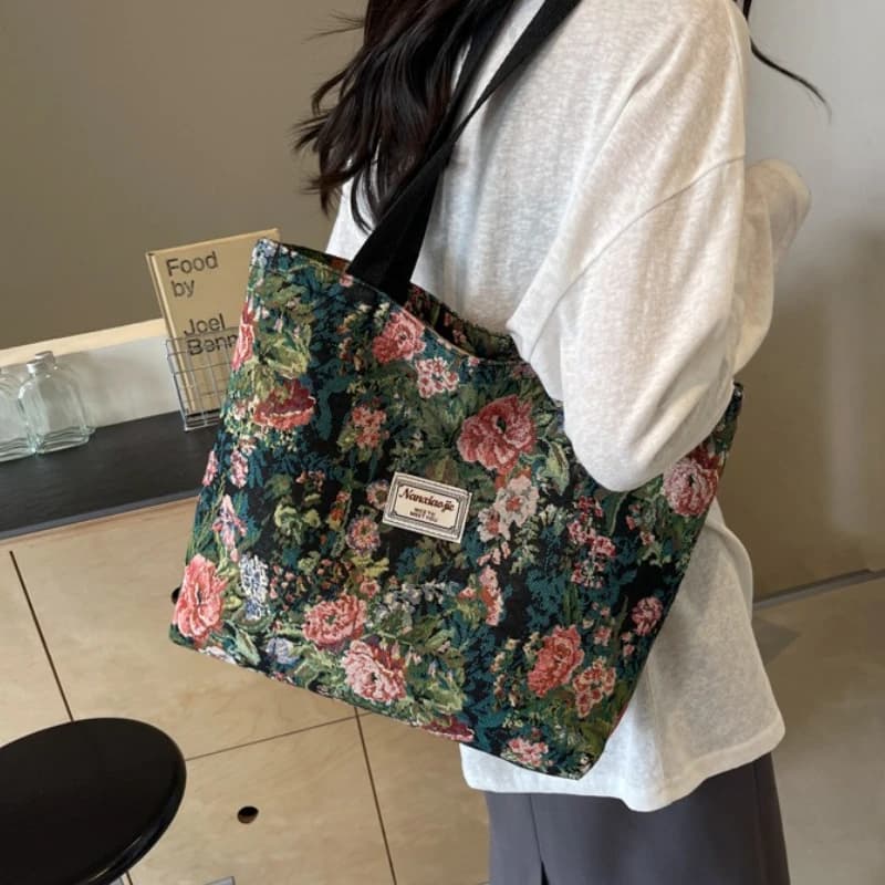 Women's Canvas Tote Bag with Zipper