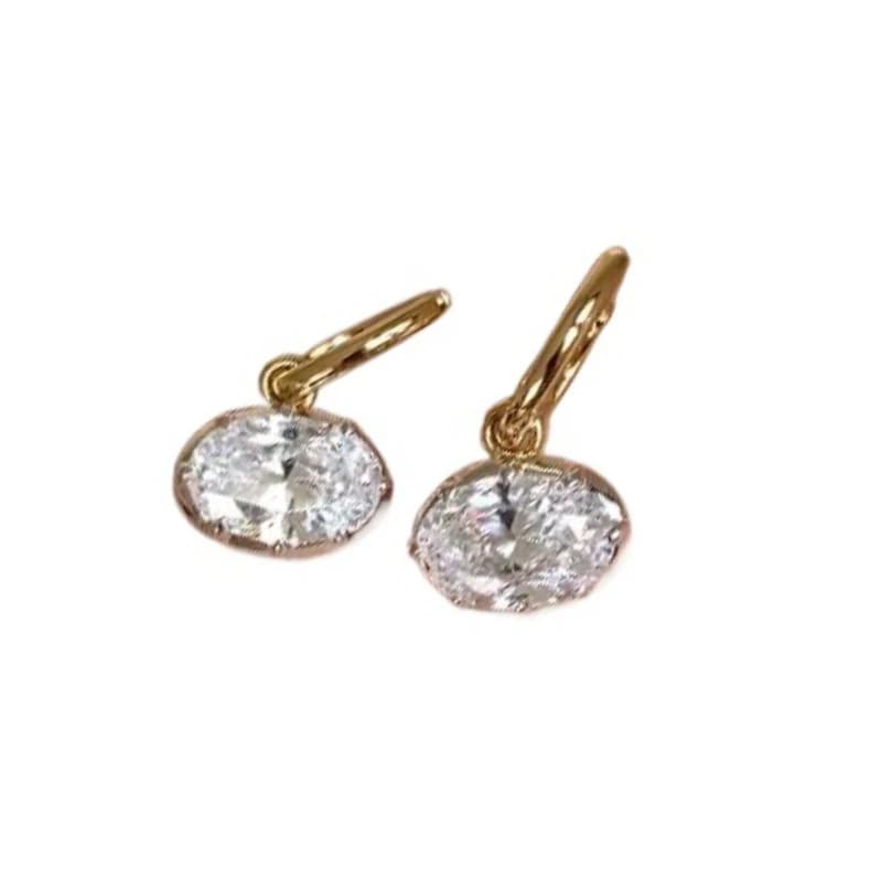 Oval Diamond Drape Pendant Earrings