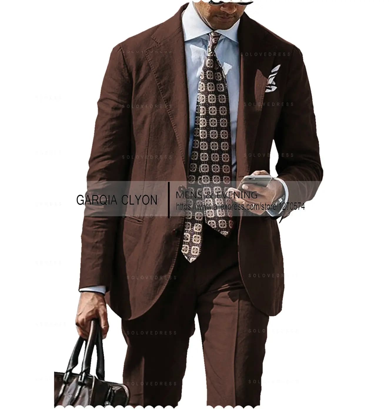 Men's Cotton Linen Casual Suit Jacket and Pants Set