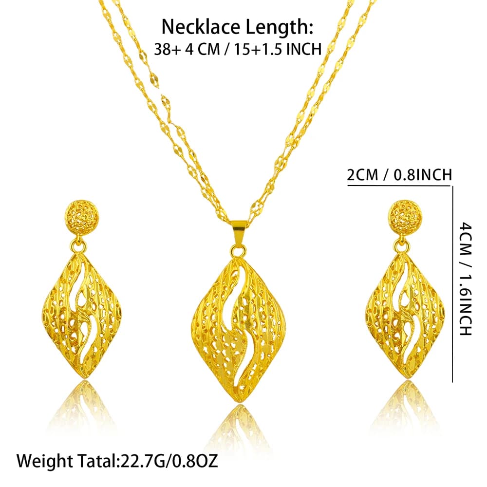 Dubai Gold Jewelry Set for Women Wedding Party Necklace Earrings Sets Indian Jewelry Set Free Shipping Bridal Costume Gifts