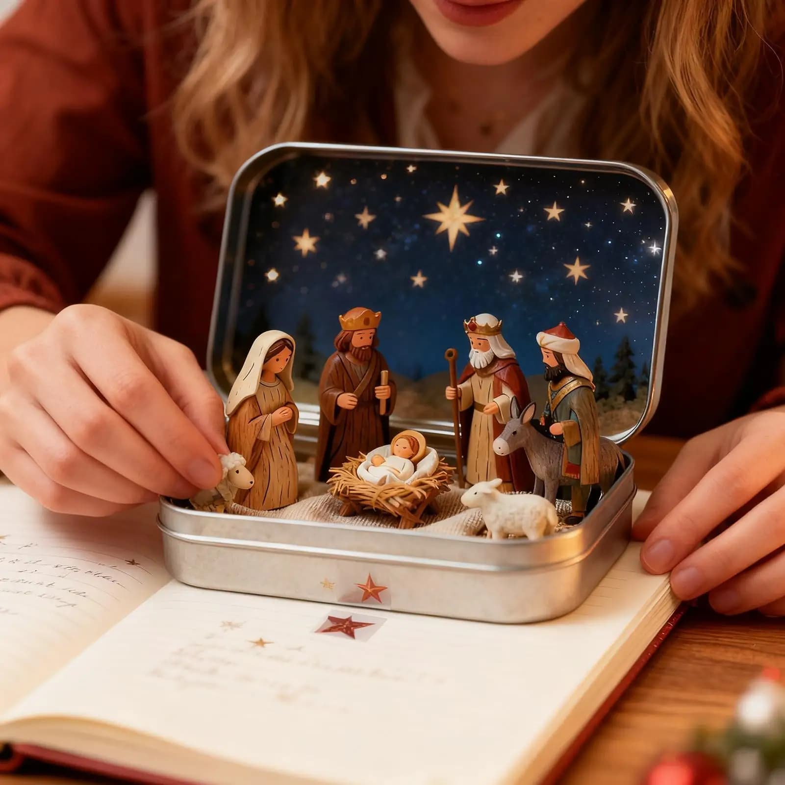 Pocket Nativity Set with Manger Figurines