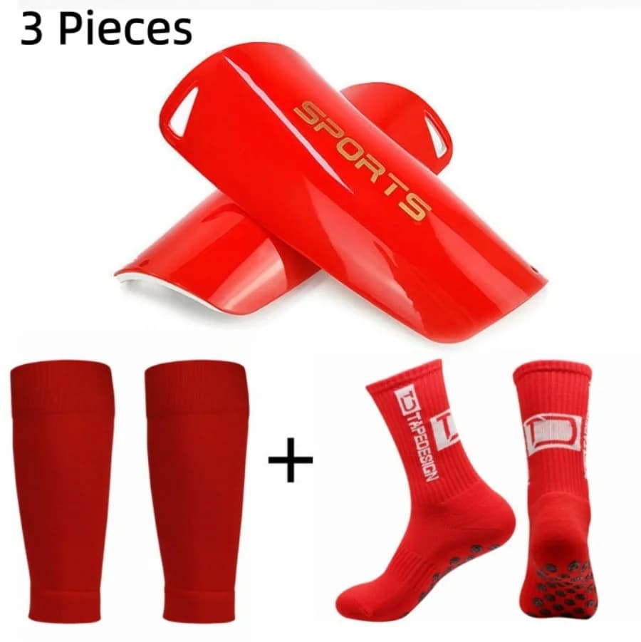Football Gear Kit 3Pcs Soccer Protective Training Equipment Breathable Sleeves Calf Sleeves Silicone Grip Socks Sports Set