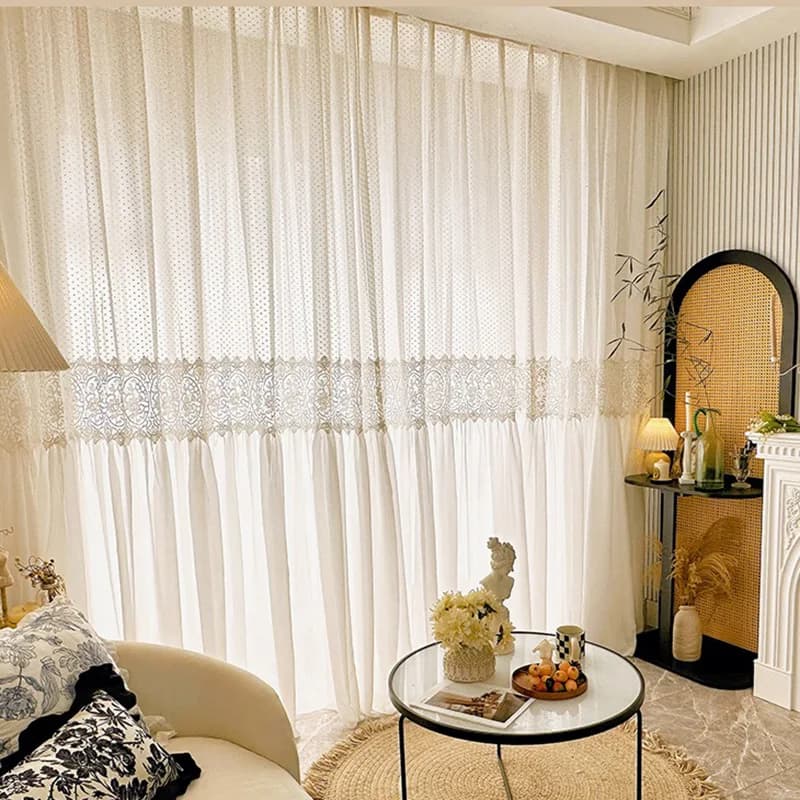 Vintage Lace Flower Sheer Curtain Panels