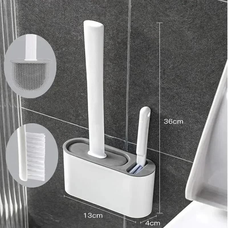 Silicone Toilet Brush with Wall-Mount Holder