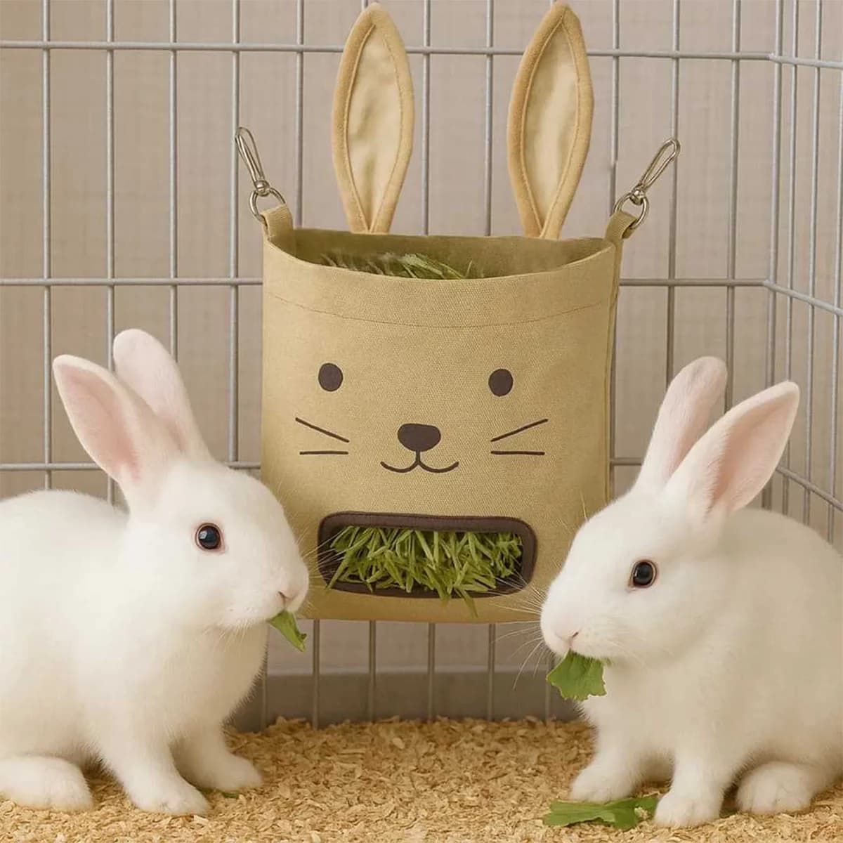 Bunny Ears Hanging Hay Bag Feeder