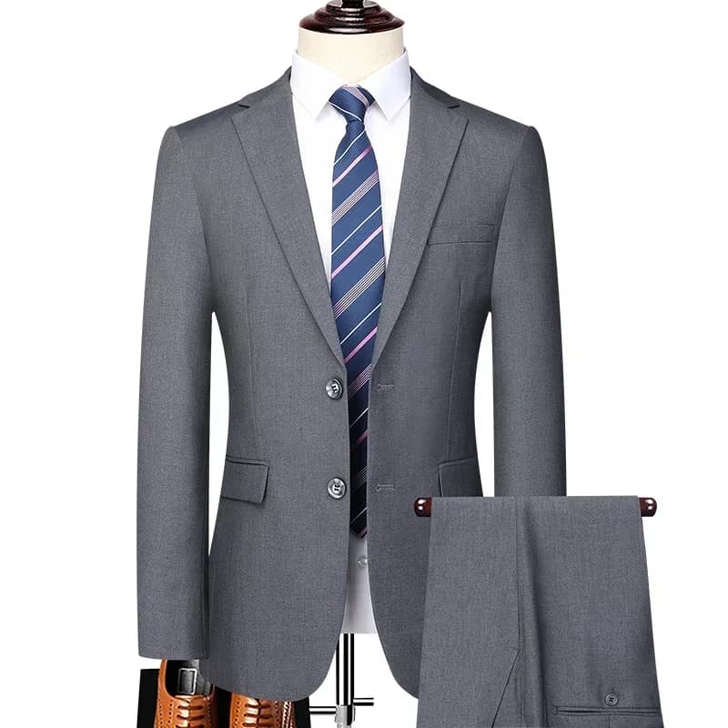 Men's Slim-Fit Business Suit Blazer and Pants