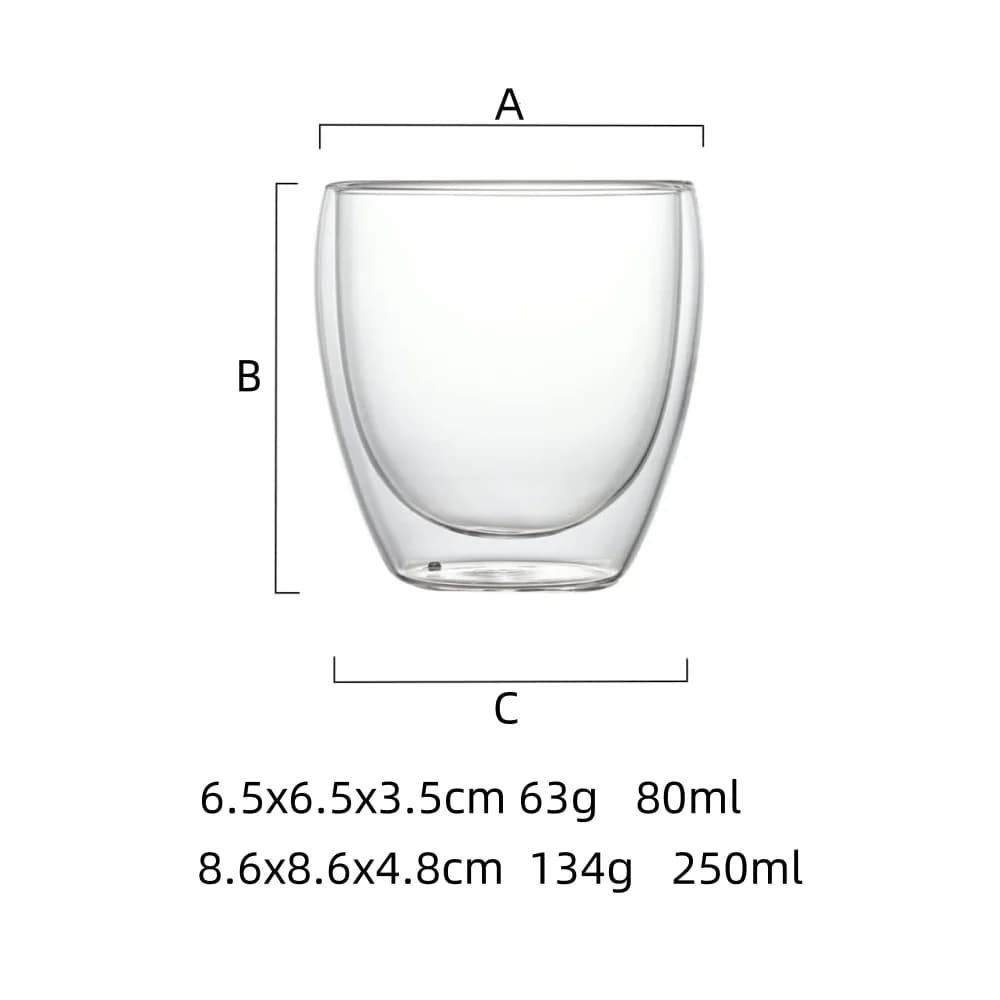 Double Wall Glass Coffee Mugs Set of 6