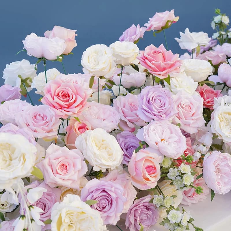 Wedding Backdrop Decor Table Centerpiece Flower Ball Pink Purple Rose Peony Greenery Hang Floral Row Banquet Prop Window Display