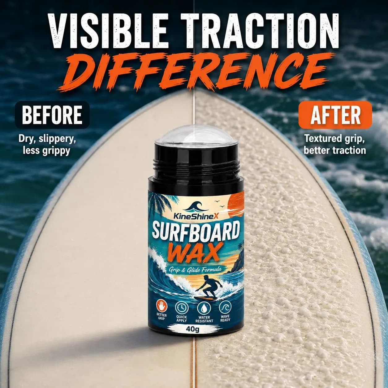 Surfboard Traction Wax Stick with Applicator